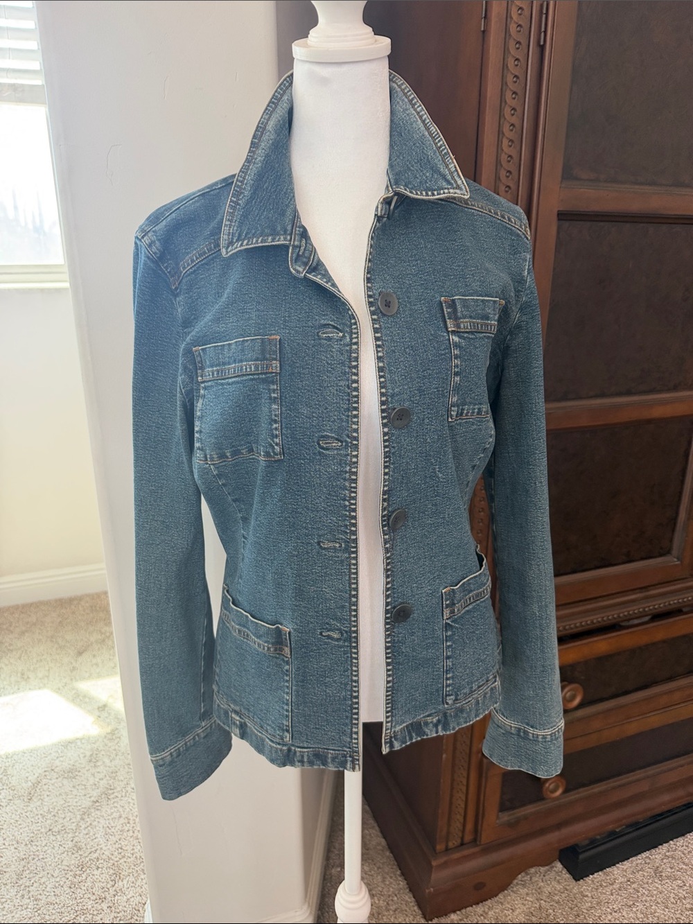 Halogen Blue Denim Button-Front Jean Jacket